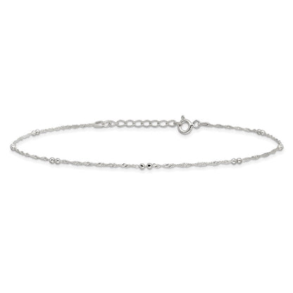 Sterlingsilber 10 Zoll Plus 1 Zoll Verlängerung. Fußkettchen