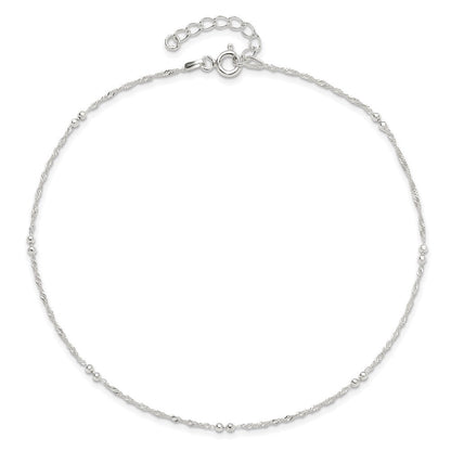 Sterlingsilber 10 Zoll Plus 1 Zoll Verlängerung. Fußkettchen