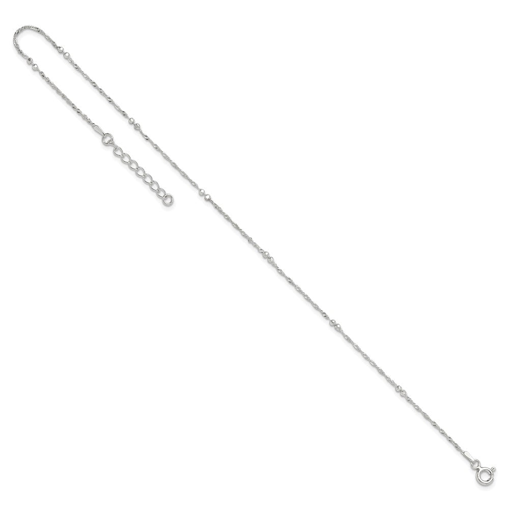 Sterlingsilber 10 Zoll Plus 1 Zoll Verlängerung. Fußkettchen