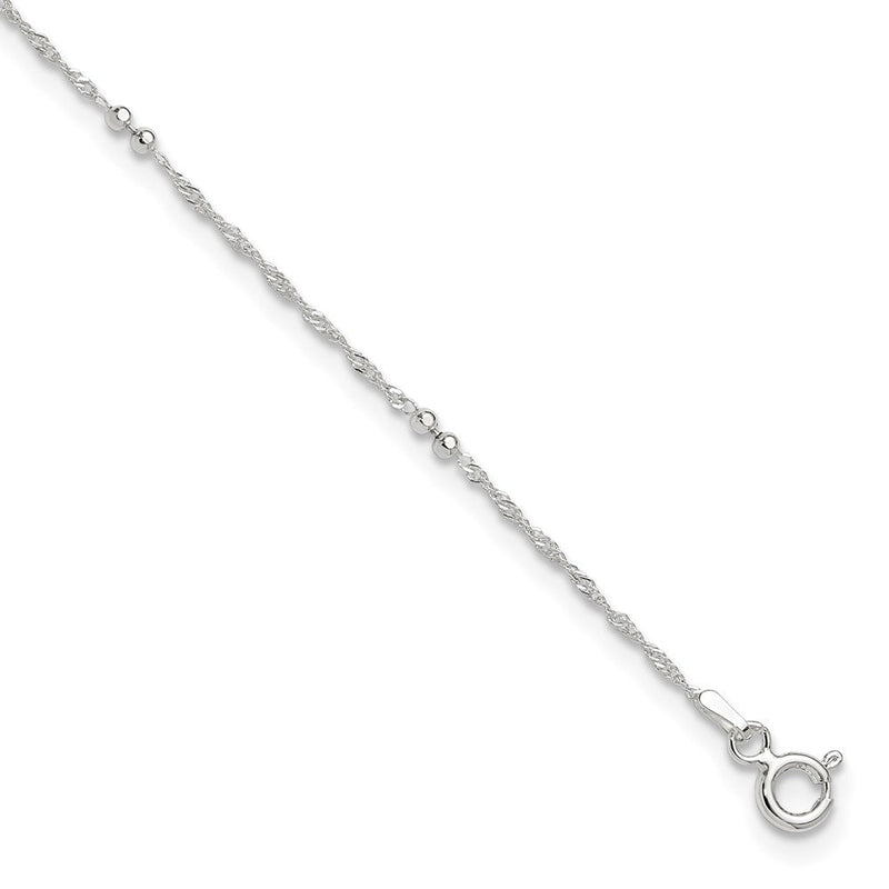 Sterlingsilber 10 Zoll Plus 1 Zoll Verlängerung. Fußkettchen