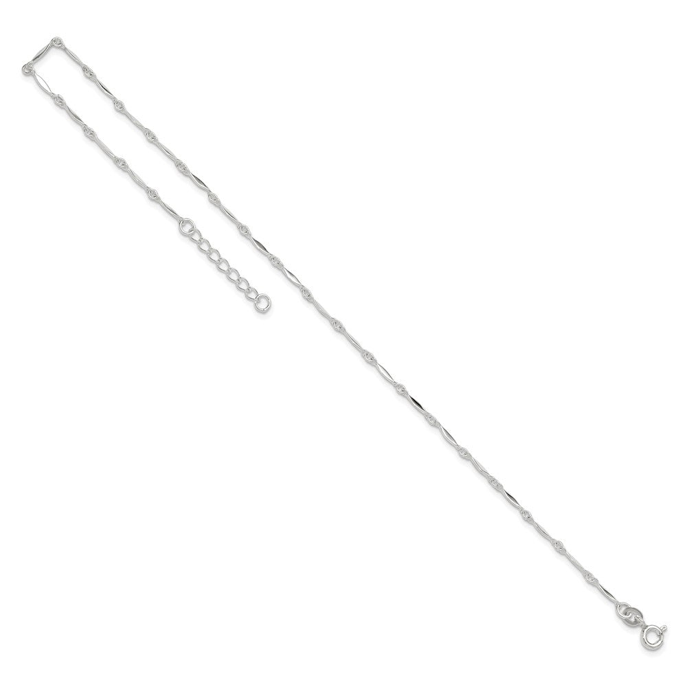 Sterlingsilber 10 Zoll Plus1in Verlängerung. Fußkettchen