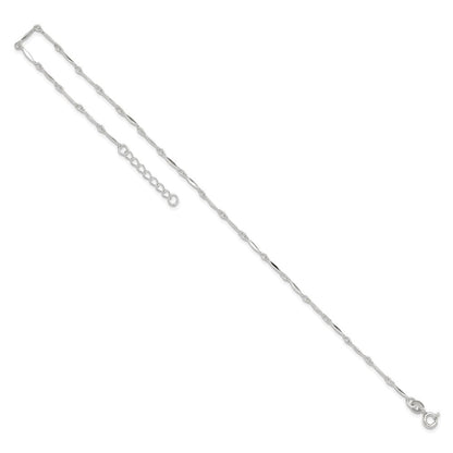 Sterlingsilber 10 Zoll Plus1in Verlängerung. Fußkettchen