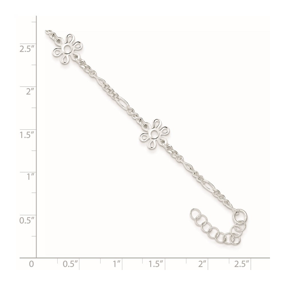 Sterlingsilber Poliert Blume 9 Zoll Plus 1 Zoll Verlängerung. Fußkettchen