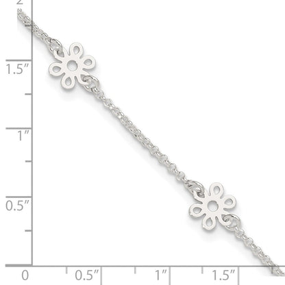 Sterlingsilber Poliert Blume 9 Zoll Plus 1 Zoll Verlängerung. Fußkettchen