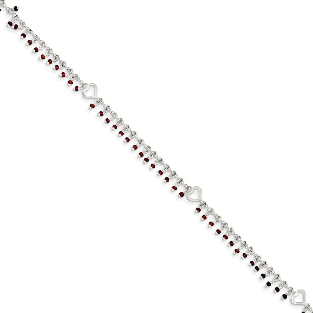 Sterlingsilber Rot Perlen 10 Zoll Plus 1 Zoll Verlängerung. Fußkettchen