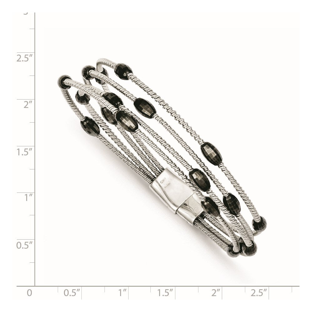 7.5 Zoll Sterlingsilber Rutheniumbeschichtet Perle Anhänger Verschluss Armband