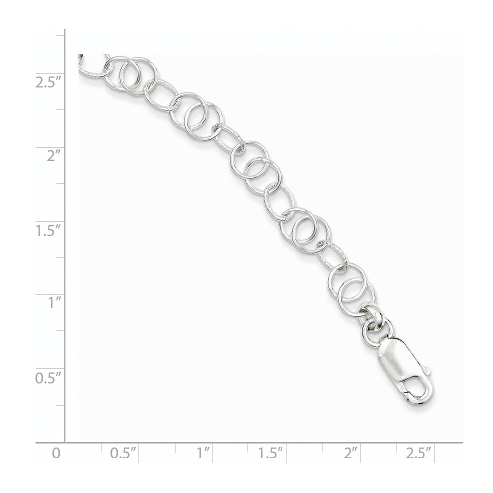 7.5 Zoll Sterlingsilber Poliert und Strukturiert Fantasie Armband