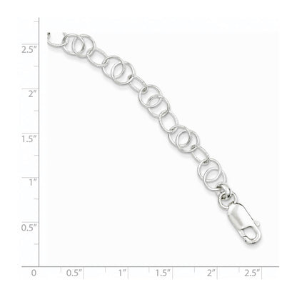 7.5 Zoll Sterlingsilber Poliert und Strukturiert Fantasie Armband