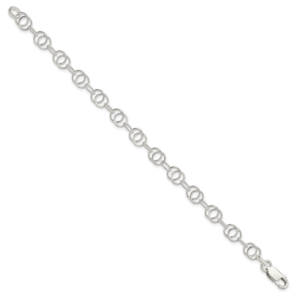 7.5 Zoll Sterlingsilber Poliert und Strukturiert Fantasie Armband