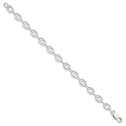 7.5 Zoll Sterlingsilber Poliert und Strukturiert Fantasie Armband