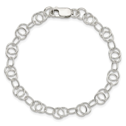 7.5 Zoll Sterlingsilber Poliert und Strukturiert Fantasie Armband