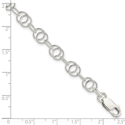 7.5 Zoll Sterlingsilber Poliert und Strukturiert Fantasie Armband