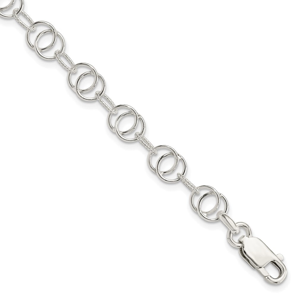 7.5 Zoll Sterlingsilber Poliert und Strukturiert Fantasie Armband