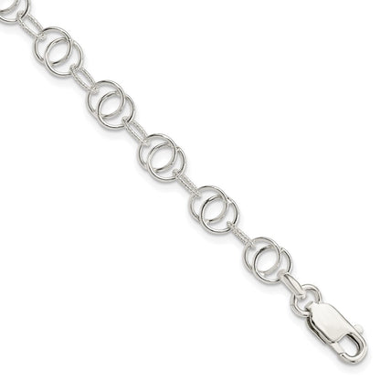 7.5 Zoll Sterlingsilber Poliert und Strukturiert Fantasie Armband
