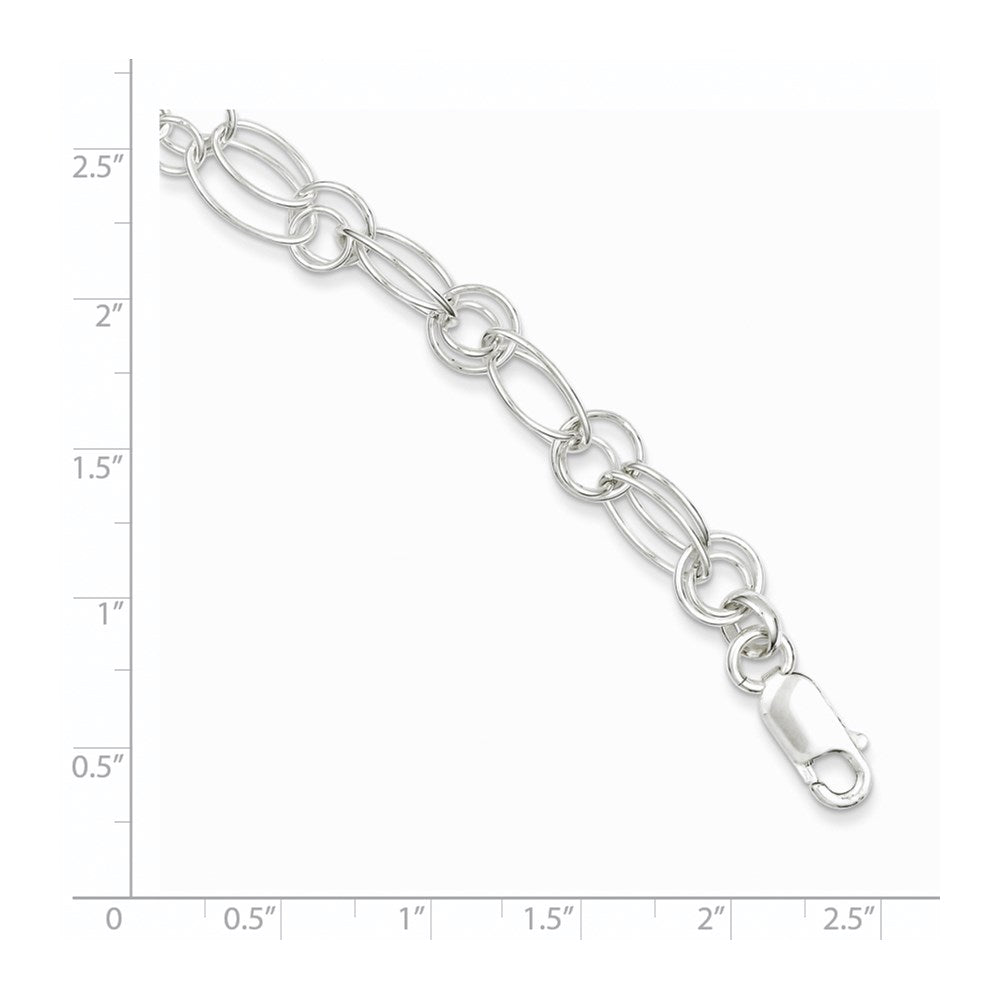7.5 Zoll Sterlingsilber Poliert Oval Glieder Armband