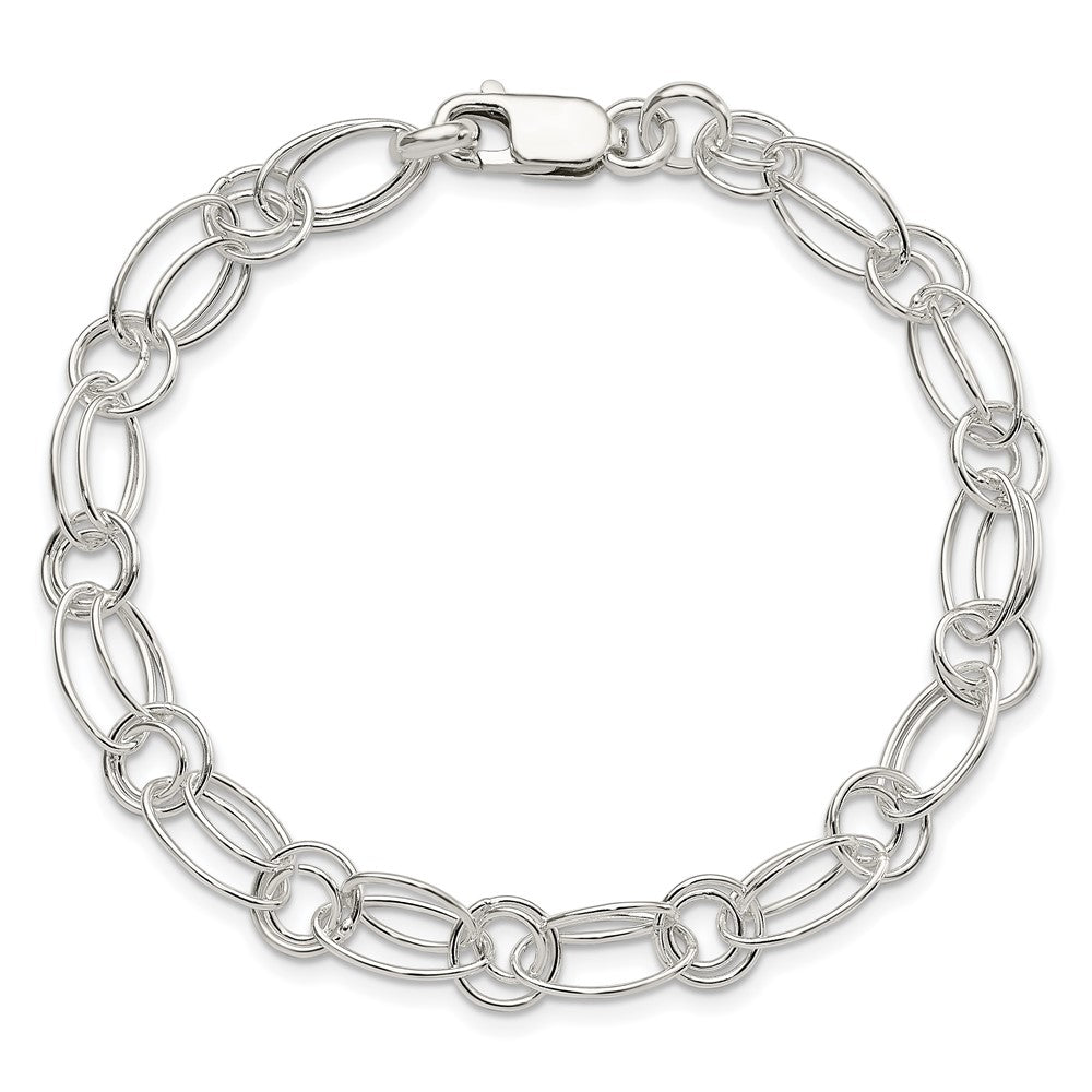 7.5 Zoll Sterlingsilber Poliert Oval Glieder Armband
