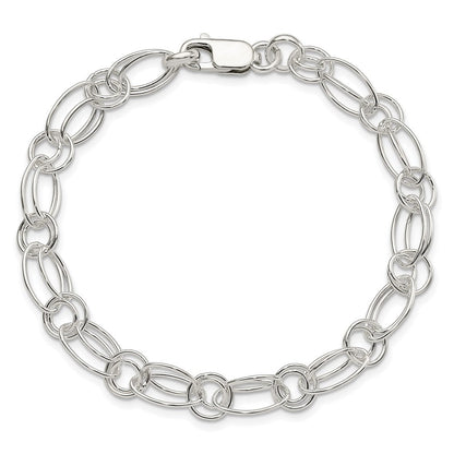 7.5 Zoll Sterlingsilber Poliert Oval Glieder Armband