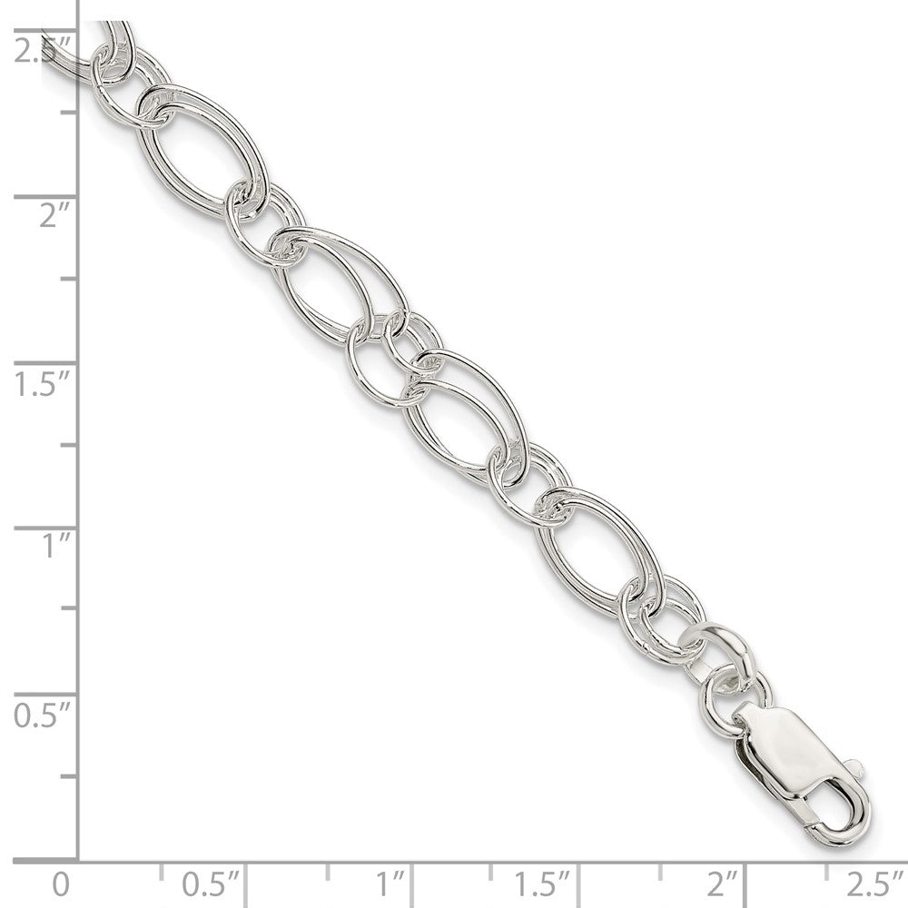 7.5 Zoll Sterlingsilber Poliert Oval Glieder Armband