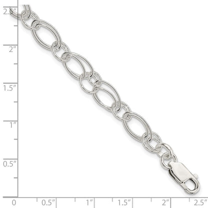 7.5 Zoll Sterlingsilber Poliert Oval Glieder Armband