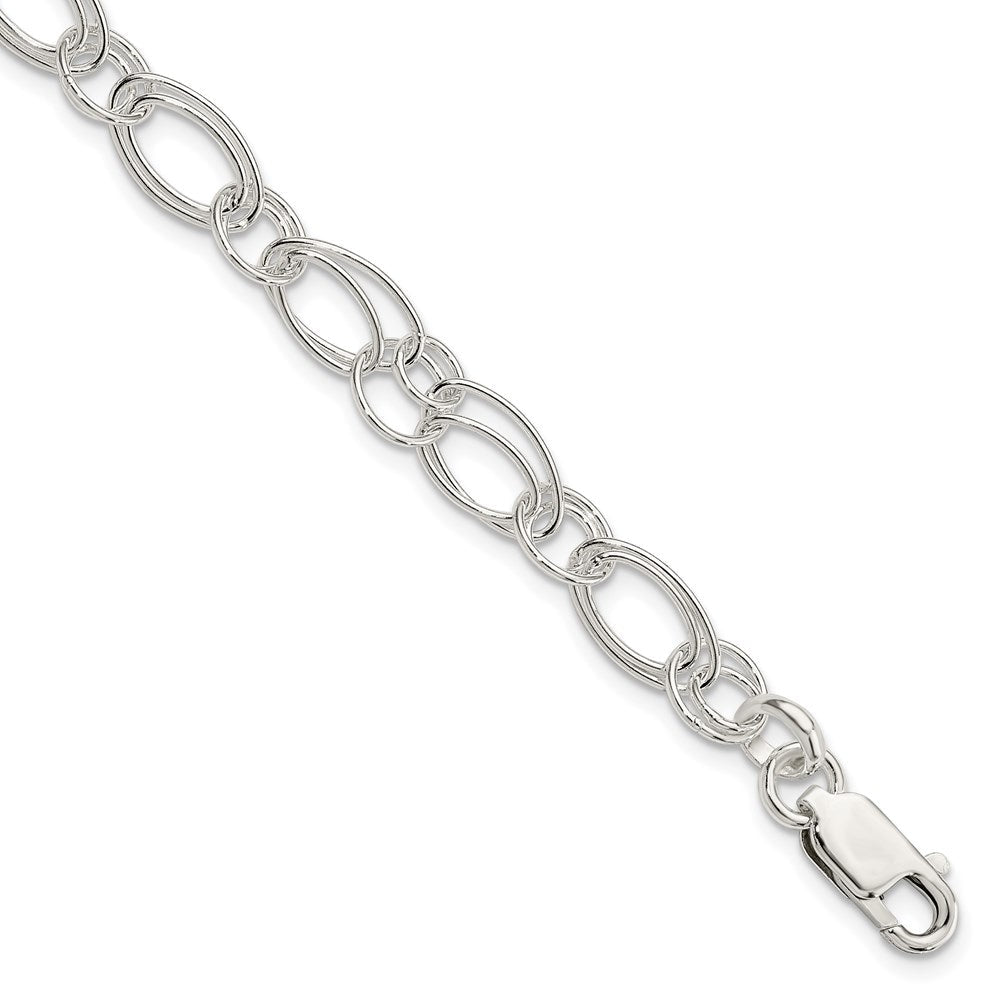 7.5 Zoll Sterlingsilber Poliert Oval Glieder Armband