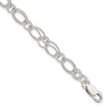 7.5 Zoll Sterlingsilber Poliert Oval Glieder Armband
