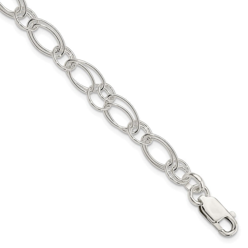 7.5 Zoll Sterlingsilber Poliert Oval Glieder Armband