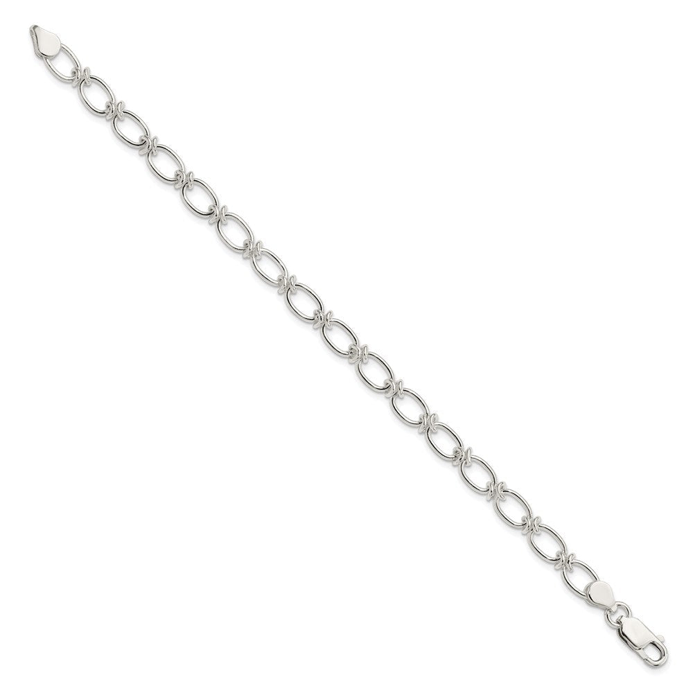 7.5 Zoll Sterlingsilber Poliert Oval Glieder Armband