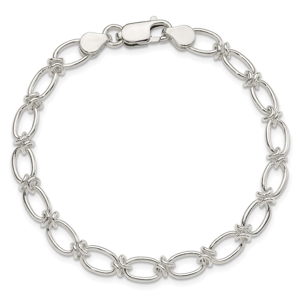 7.5 Zoll Sterlingsilber Poliert Oval Glieder Armband
