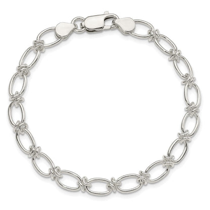 7.5 Zoll Sterlingsilber Poliert Oval Glieder Armband