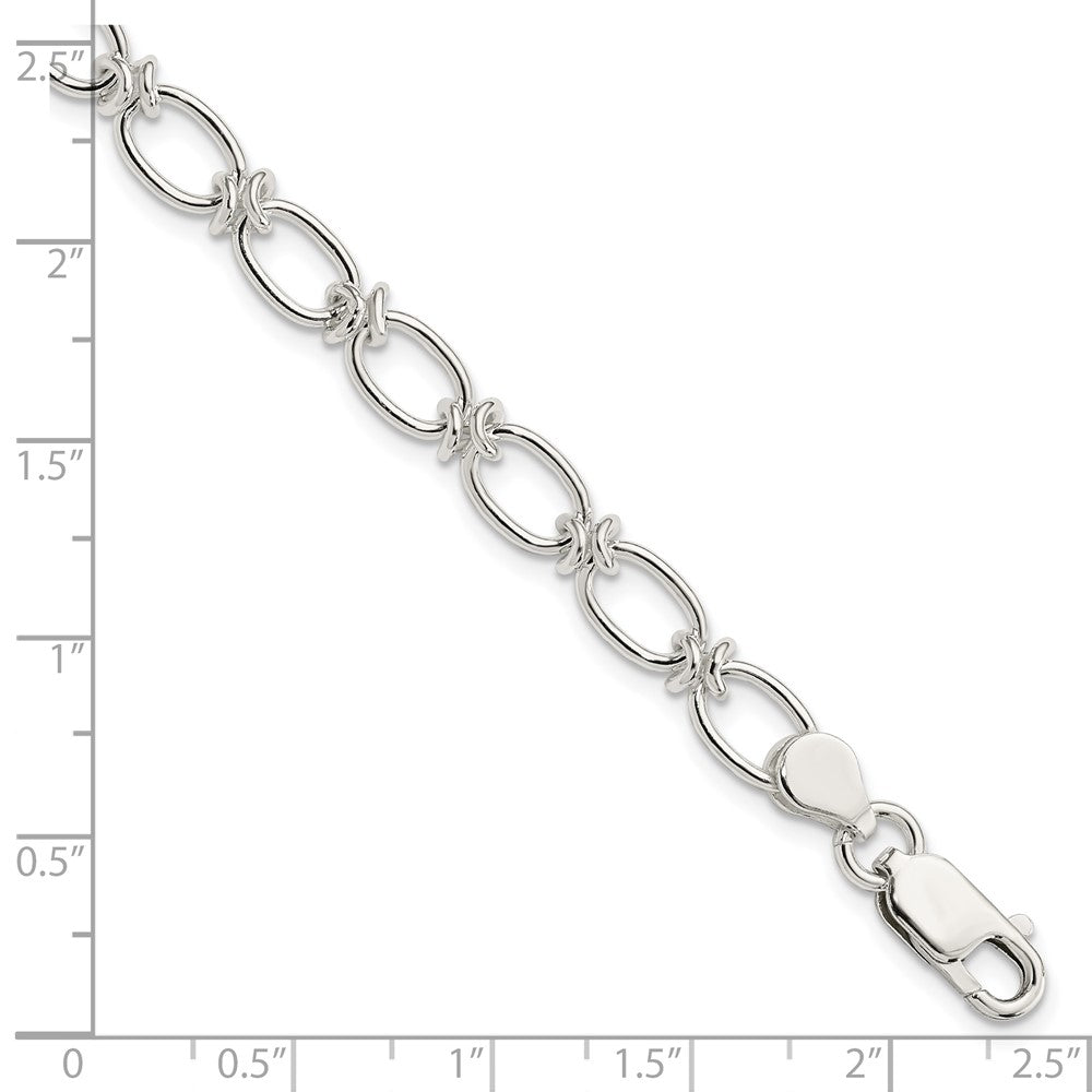 7.5 Zoll Sterlingsilber Poliert Oval Glieder Armband