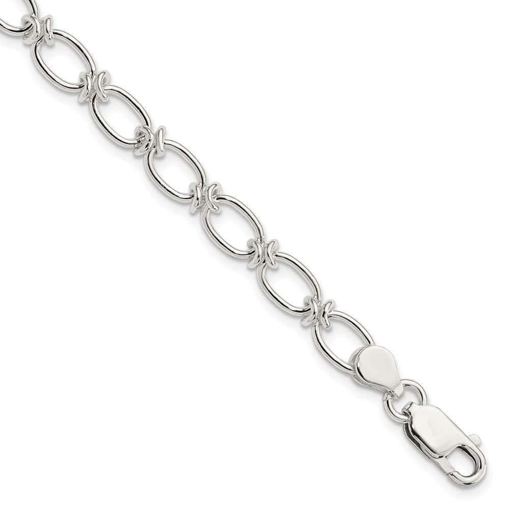 7.5 Zoll Sterlingsilber Poliert Oval Glieder Armband
