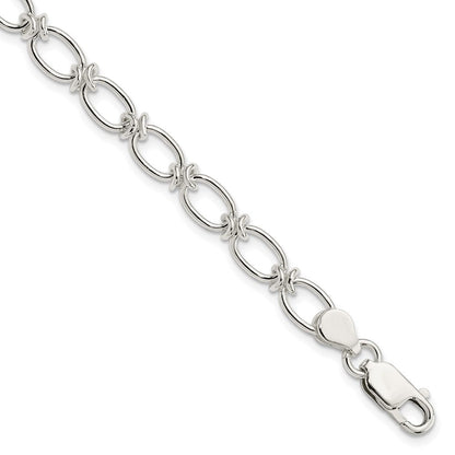 7.5 Zoll Sterlingsilber Poliert Oval Glieder Armband