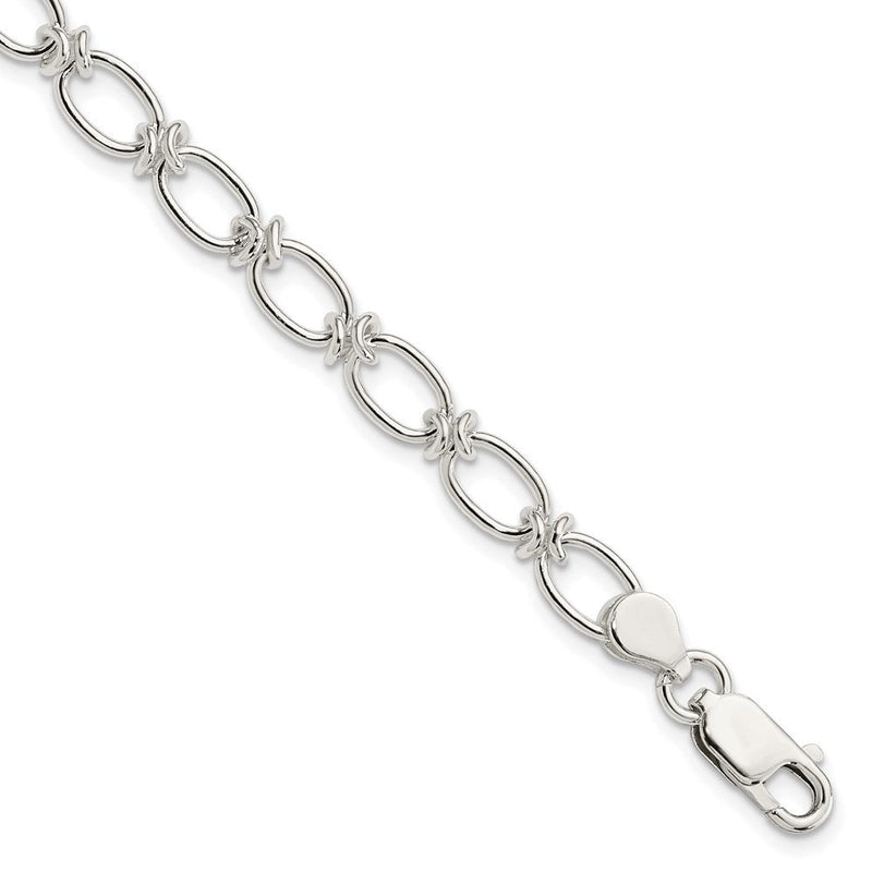 7.5 Zoll Sterlingsilber Poliert Oval Glieder Armband
