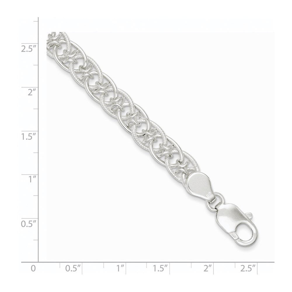 7.5 Zoll Sterlingsilber Poliert und Strukturiert Fantasie Armband