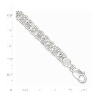 7.5 Zoll Sterlingsilber Poliert und Strukturiert Fantasie Armband