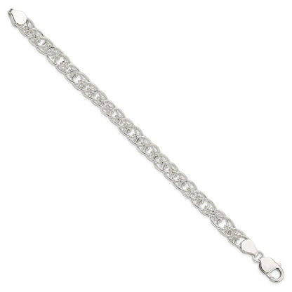 7.5 Zoll Sterlingsilber Poliert und Strukturiert Fantasie Armband