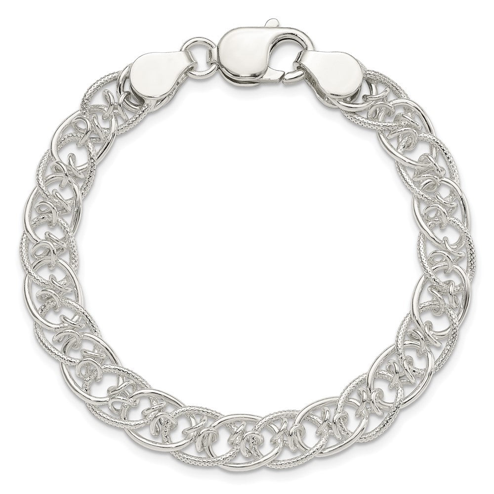 7.5 Zoll Sterlingsilber Poliert und Strukturiert Fantasie Armband