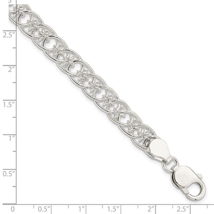 7.5 Zoll Sterlingsilber Poliert und Strukturiert Fantasie Armband