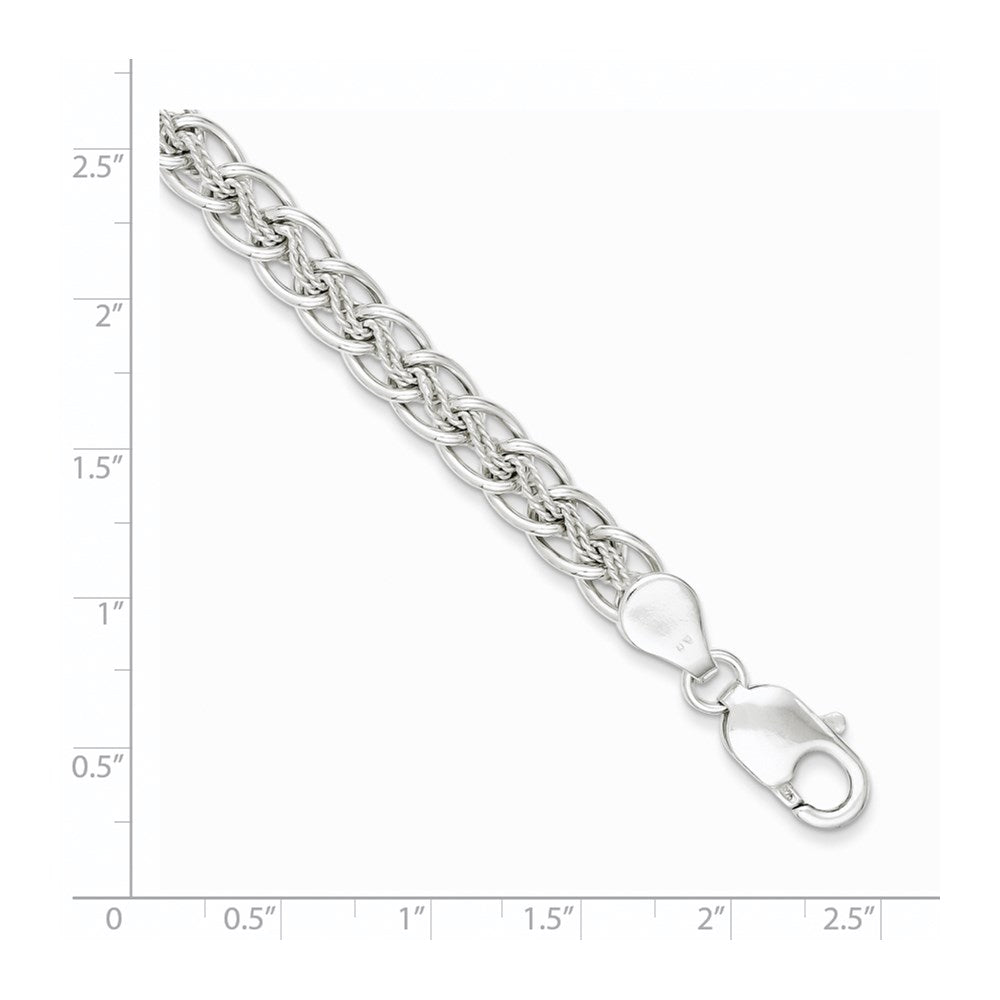 7.5 Zoll Sterlingsilber Poliert und Strukturiert Fantasie Armband