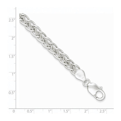 7.5 Zoll Sterlingsilber Poliert und Strukturiert Fantasie Armband