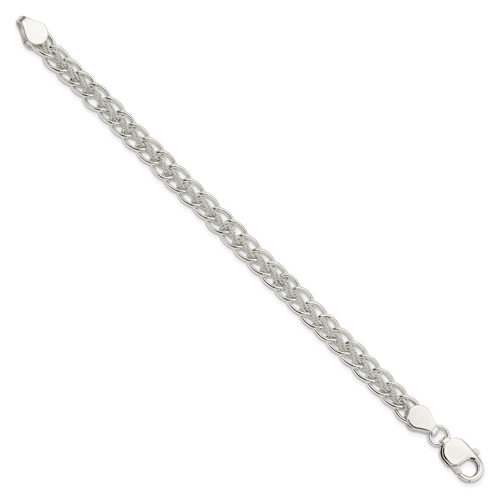 7.5 Zoll Sterlingsilber Poliert und Strukturiert Fantasie Armband