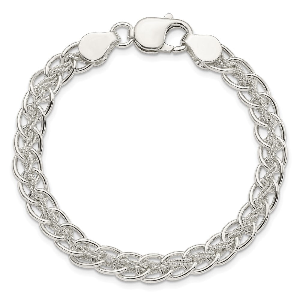 7.5 Zoll Sterlingsilber Poliert und Strukturiert Fantasie Armband