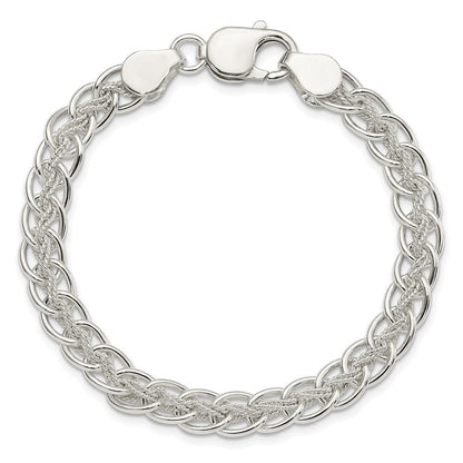 7.5 Zoll Sterlingsilber Poliert und Strukturiert Fantasie Armband