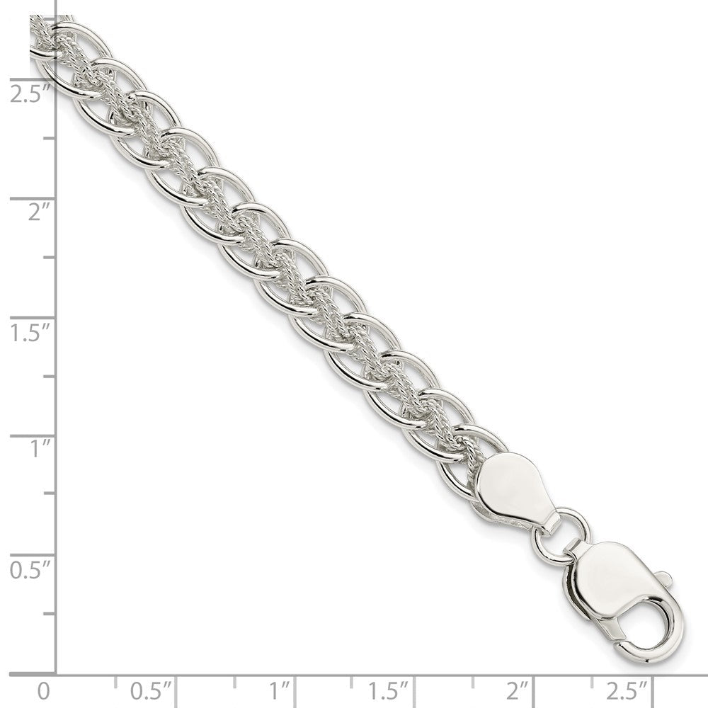 7.5 Zoll Sterlingsilber Poliert und Strukturiert Fantasie Armband