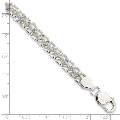 7.5 Zoll Sterlingsilber Poliert und Strukturiert Fantasie Armband
