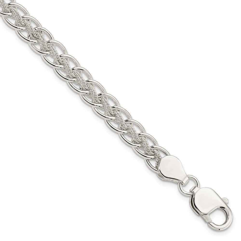 7.5 Zoll Sterlingsilber Poliert und Strukturiert Fantasie Armband