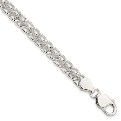 7.5 Zoll Sterlingsilber Poliert und Strukturiert Fantasie Armband