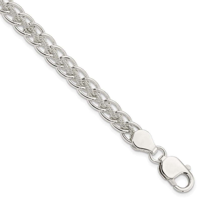 7.5 Zoll Sterlingsilber Poliert und Strukturiert Fantasie Armband