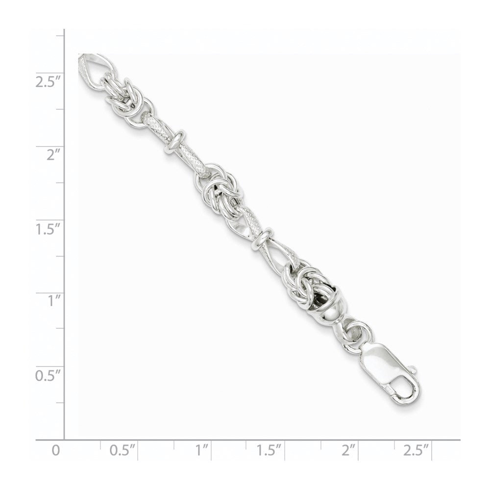 7.5 Zoll Sterlingsilber Poliert und Strukturiert Fantasie Armband