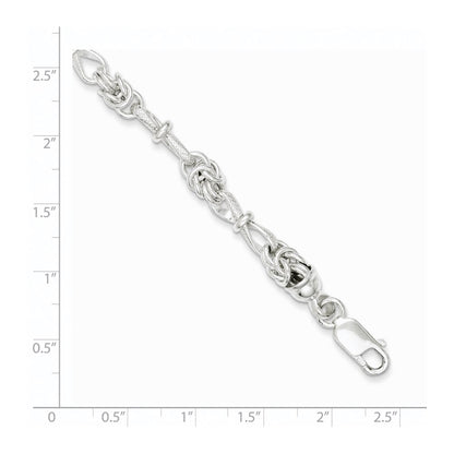 7.5 Zoll Sterlingsilber Poliert und Strukturiert Fantasie Armband